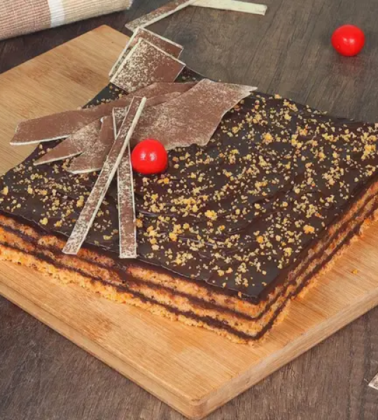 Square Chocolate Truffle Orange Cake